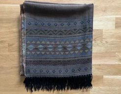 Store Mjuk sjal duk halsduk ca 160x153 cm vintage frans vävt viskos / bomull mönstrad Sjaler & Halstørklæder