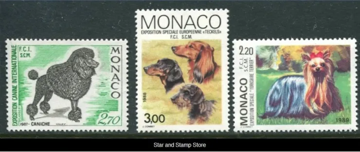Tradera Monaco | Mi 1805, 1857, 1905 | Hundar | Postfriskt | Kv 80:-| Europa