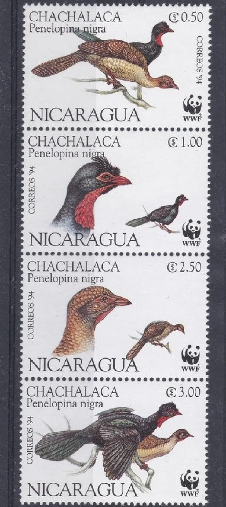 Tradera Nicaragua 1994 Fåglar 4v WWF| Sydamerika & Caribien