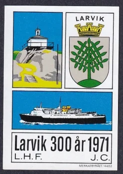 Tradera Norge Märkat Brevmärke LARVIK FERRY FÄRJE| Sverige