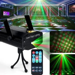 Tradera Ny Stage laserljus röststyrd sju färg roterande ljus KTV bar| Dj-udstyr