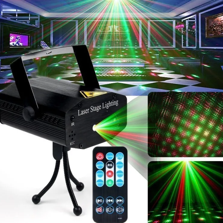 Tradera Ny Stage laserljus röststyrd sju färg roterande ljus KTV bar| Dj-udstyr