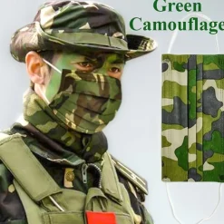 Store 10-PACK Grön Kamouflage MUNSKYDD med 3-Lager, Andningsskydd Camo Face Mask Skydd Andet Tilbehør