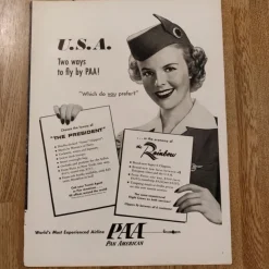 Tradera PAN AMERICAN (reklamannons) org 1952 Flygvärdinna> Fly