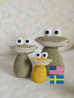 Tradera PDF mönster virkad groda, figurer, amigurumi, dekoration crochet pattern frog| Dekorationer