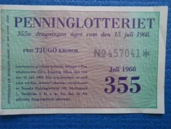 Tradera Penninglotteriet 15 juli 1968> Lotterier & Lodsedler