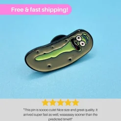 Fashion PICKLE RICK Enamel Pin | Rick & Morty | Cartoon Badge Brooche | Hard Enamel Pin Stofmærker & Pins