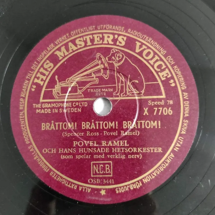 Tradera Povel Ramel - Bråttom bråttom bråttom / Den gamla vaktparaden 78a 1951 VG+| Grammofonplader
