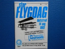 Tradera Program Stor flygdag Hultsfred 14 augusti 1983> Fly