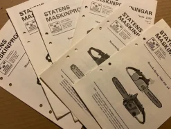 Tradera Samling Statens Maskinprovningar Motorsåg Partner Jonsered Husqvarna Stihl Skog| Havemaskiner
