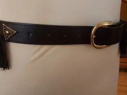 Online Skärp SVART Läder med Silkefrans Midja ca 73 cm-83 cm Bælter & Livremme