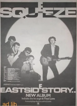 Tradera SQUEEZE - EAST SIDE STORY, TOUR, STOR TIDNINGSANNONS 1981| Musiktidsskrifter & Litteratur