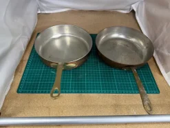 Flash Sale 2st Koppar stekpannanor med mässingshandtag Kobbergenstande