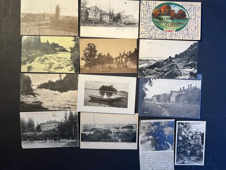 Tradera 13st vykort brefkort ca 1920 stämpel & frimärke Finland Suomi + UK| Nordiske Lande