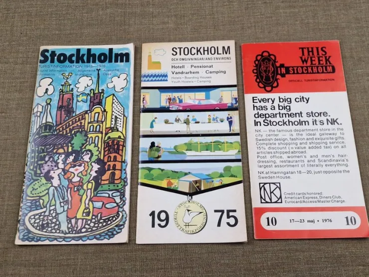 Tradera STOCKHOLM 1976 - 3 st REKLAMBROSCHYRER> Køreplaner