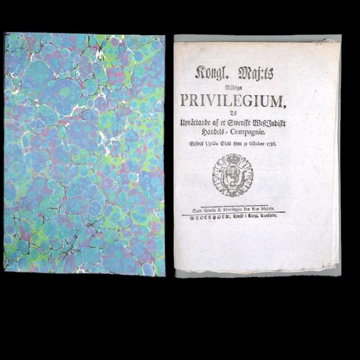 Online Svensk slavhandel: PRIVILEGIUM.. WESTINDISKT HANDELS-COMPAGNIE. RAR, 1786 Antikkens Litteratur