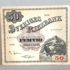 Tradera Svensk stjärnmärkt 50-kronorssedel från 1959| Sedler