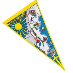 Tradera Sverige Dubbelsidig alla Landskap Vapen Vimpel Antik Vintage Flagga> Flag