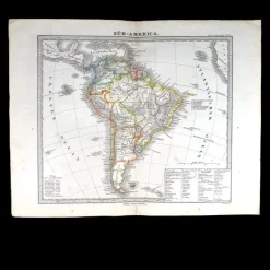 Sale SYDAMERIKA. Handkolorerad karta, 1855 Antikkens Litteratur