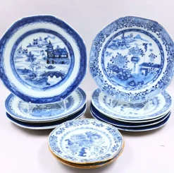 New Tallrikar, 13 st, Kompaniporslin, Kina, 17/1800-tal Orientalsk Kunst Og Porcelæn