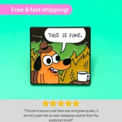 Discount THIS IS FINE Enamel Meme Pin | Dog Fire Cartoon Badge Brooches Label Pin Stofmærker & Pins
