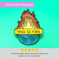 Cheap This is Fine' Meme Enamel Pin - Humorous Cartoon Badge Stofmærker & Pins