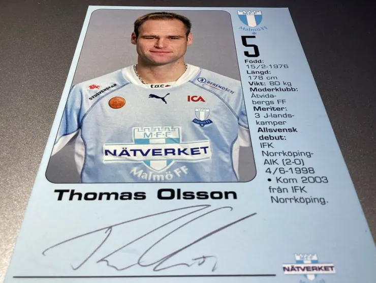 Tradera Thomas Olsson - signerad bild & spelarkort Malmö FF| Autografer
