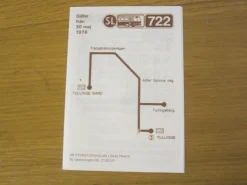 Tradera Tidtabell 1976 Buss SL Stockholm Linje 722> Køreplaner