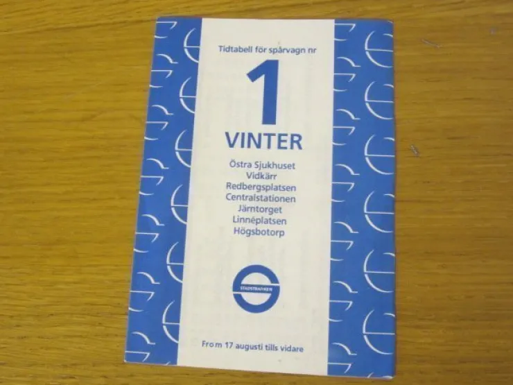 Tradera Tidtabell Spårvagn linje 1 Göteborg> Køreplaner