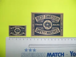 Tradera Tändsticksetikett(er). Mönsterås 84. BEST SWEDISH. Typ 2. Ask+Paket> Tobakiana