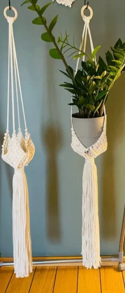 Tradera Två stora fina Amplar i makramé /plant hanger| Potter & Plantedyrknings-systemer