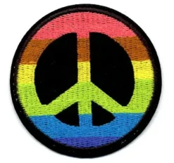Online Tygmärke - Regnbågs-fredsmärke - PRESENT!! - Stofmærker & Pins