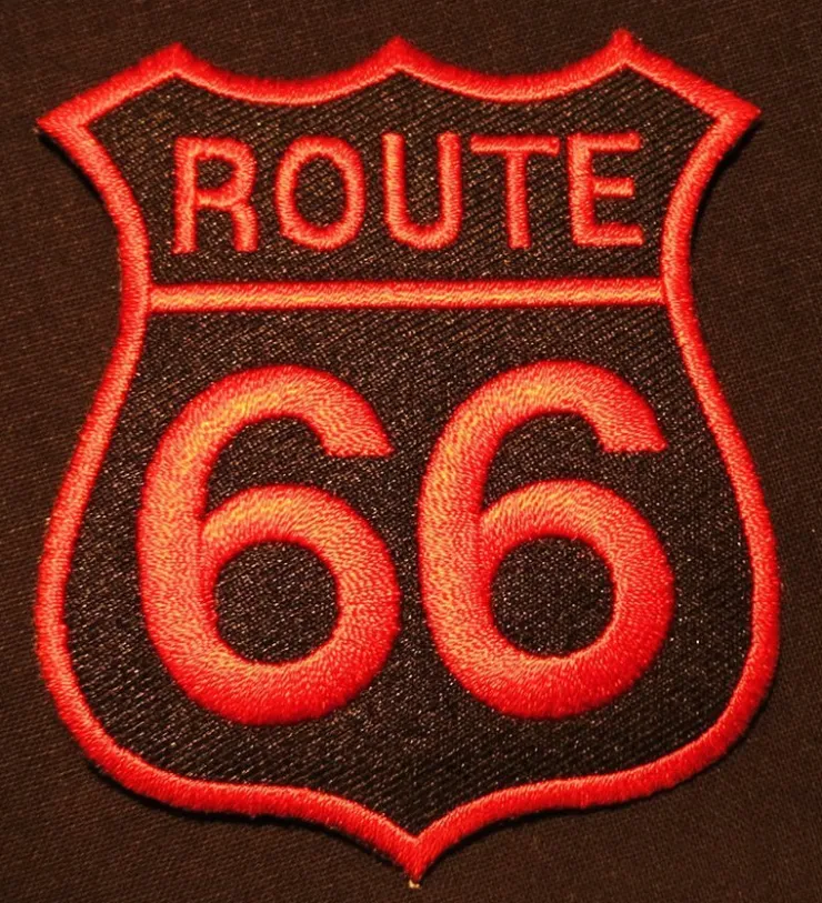 Flash Sale Tygmärke - Route 66 röd - PRESENT!! Stofmærker & Pins
