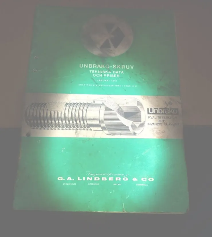 Tradera Unbrako-skruv Tekniska data och priser 1967 Samt VERKO ANNONS REGISTRET.> Mobilia