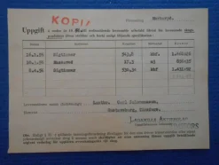 Tradera Uppgift om likvid för levererade skogsprodukter. Lagamills AB Timsfors 1956> Fragtsedler & Fakturaer