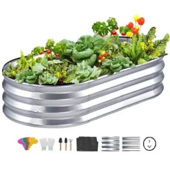 Tradera Upphöjd Odlingslåda 122 x 62 x 28 cm – Galvaniserad Stål| Potter & Plantedyrknings-systemer