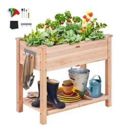 Tradera Upphöjd Odlingslåda i Trä – 86 x 46 x 76 cm för Blommor & Grönsaker| Potter & Plantedyrknings-systemer