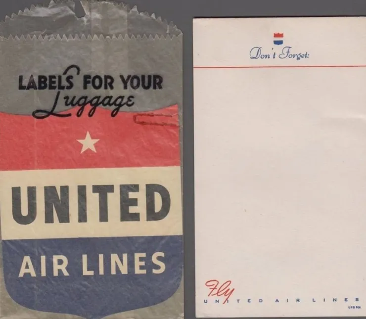 Tradera USA - LUGGAGE LABEL - UNITED AIRLINES 1942 - AVIATION> Fly