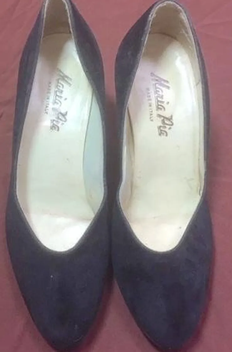 Tradera Vintage Svarta Mocka-Pumps Maria Pia strl 35 ??- Högklackade Damskor Made Italy> Damesko