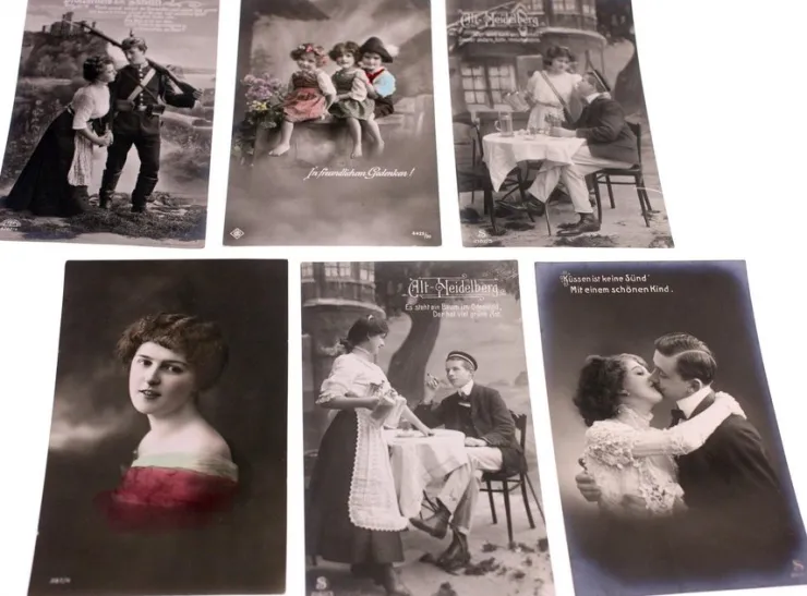 Tradera Vintage vykort från Tyskland-6 vykort ingår-13.5cm x 9cm-vikt 22g> Kuverter & Brevpapir