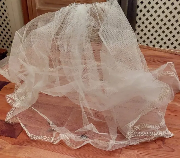 Cheap Vit brudslöja flor längd c:a 50 cm ett lager och c:a 70 cm andra lagret Bryllupstilbehør